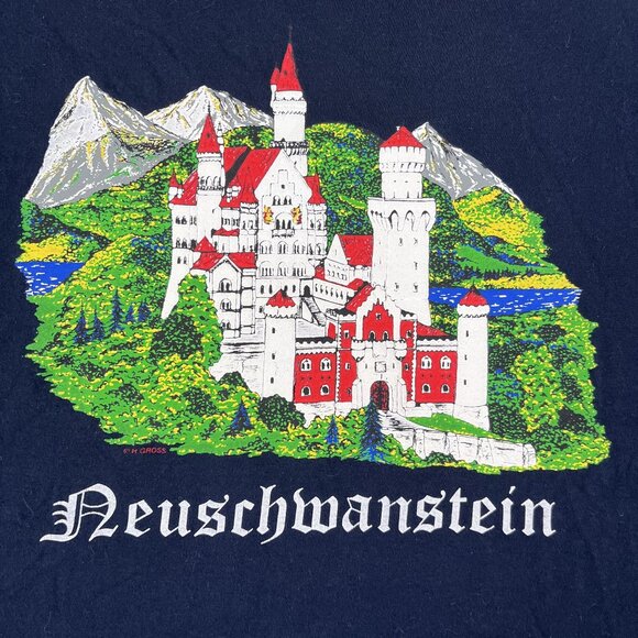 Vintage Neuschwanstein Castle Bavaria Germany Mens T-Shirt Sz Small - Picture 6 of 6